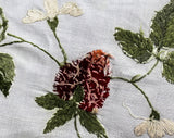 Strawberries Antique Linens - Society Silk Embroidered Victorian Linen - Doily 1900s Round Centerpiece - Botanical Strawberry Embroidery
