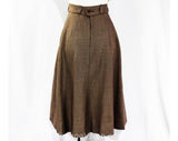 Size 8 1940s Skirt - Beautiful Rosie Riveter Workday Style - Cocoa Brown & Ecru Wool 40s A-Line Skirt - WWII Era Utility Look - Waist 26.5