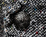 XL 1960s Office Dress - Size 16 Tailored Black & White Tweed with Rainbow Flecks - Sleeveless 50s 60s Secretary Chic with Pockets - Bust 43