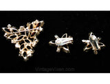 Vintage 1960s Brown Rhinestone Pin & Earrings - Fall Autumn 1960s Lovely Quality Jewelry Set - Excellent Condition - Root Beer Demi Parure