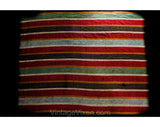Victorian Winter Shawl - Antique Wool Striped Wrap - Turkey Red Verdigris Green - Authentic 1800s Rectangle Fabric - As Is - 56 x 91 Inches