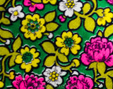 Size 8 1950s Rose Print Skirt - Forest Floral Cotton Challis - Late 50s 60s Green Pink Yellow - Unworn Spring Summer Deadstock - Waist 27