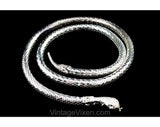 70s Snake Belt - Dramatic Silvertone Metal Scales & Clear Rhinestone Eyes - DivaTastic Reptile Style - 1970s Glamour Girl - Sm Med Deadstock