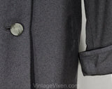 XL Gray 1950s Coat - Sophisticated Size 20 Mid Century Modern Wool Ladies Overcoat - Fall Winter Fine Quality Plus Size Outerwear - Bust 48