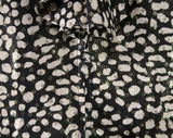 Size 10 Valentino Blouse - 1980s Metallic Gold Animal Print Long Sleeved Shirt - Lightweight 80s Designer Medium Ruffle Neck Top - Bust 41