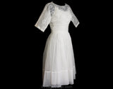 Size 4 White 1950s Party Dress & Sheer Lace Jacket - 50s 60s Cocktail - Fit and Flare Full Skirt - Alt Wedding Pretty Debutante - Waist 25