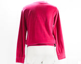 Large Raspberry Velour Sweatshirt - 1980s Sasson Purple Pink Pullover - 80s Athletic Casual Preppy Long Sleeve Sweater Knit Top - Bust 44