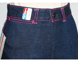 Size 2 Blue Skinny Jeans - Retro 1970s Dark Denim with Hot Pink Arrow Motif Pockets - XXS 70s Faded Glory Pants - Waist 25.5 - NWT Deadstock