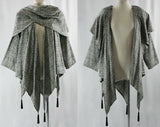 Black & White Tassel Cape Jacket - Any Size 1980s Unique Street Business Wear - Elegant Glen Plaid - Designer Dan DeSantis 1987 Deadstock