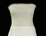 Size 6 1950s White Strapless Slip with Shirred Bodice - Small Unusual Cotton Full Slip - 50s Lingerie - Sweet Pin Up Girl Style - Bust 33.5