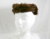 Mink Fur Hat - 1950s 1960s Furry Brown Halo Style Winter Headwear Millinery - Open Top - Genuine Fur - Mint Condition - 50s 60s - 41310