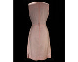 Size 6 Pink 1960s Dress - Femme Office Bombshell 60s Tailored Chic - Sleeveless Chiffon & Shantung Fitted A-Line - Pristine - Waist 25.5