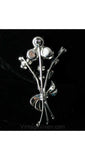 Springtime Baby Blue Rhinestone Bouquet Pin - Spring 1950s Brooch - Flower Motif - Bow Accent - 50s - Excellent Condition - 39045-1