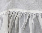 1950s Rosebud Apron - Sheer White Cotton Half-Apron with Single Pocket - Size Large XL - Sweet Tea Party Style 50s Cottage Style - Waist 34