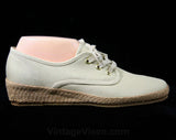 Size 10 Vintage Sneakers - Classic Large Size Ecru Shoes - 80s Casual Beige Shoe - Cream Canvas - Woven Jute - 10N - Deadstock - 44178-2