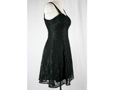 Size 2 Black Dress - Flirty 1990s Lace Party Cocktail - XS Fitted Mini Dress - Fit n Flare - Strappy Sleeveless - Bust 32.5 - 40613-1