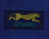 Men's Large Cheetah Windbreaker - Lightweight Blue Track Jacket with Hood - Late 70s 80s Athletic Ripstop Nylon Kelly Green Trim - Chest 44