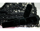 Couture Quality 1950s Hat - Black Beaded Soutache with Victorian Appeal - Velvet Ribbon - Illusion Lining - NWT Deadstock Toque Hat - 41307