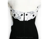 Size 4 Black Cocktail - 1950s Inspired Strapless Dress with White Lace - 350 Dollar Original Tag - Small 50s Bombshell Deadstock - Bust 32.5