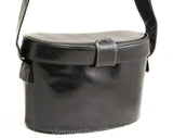 1930s 40s Shoulder Bag - Rare Patent Leather Binocular Purse - Kidney Bean Shaped Binoculars Style 30s Handbag - Glossy Black 1940s Leather