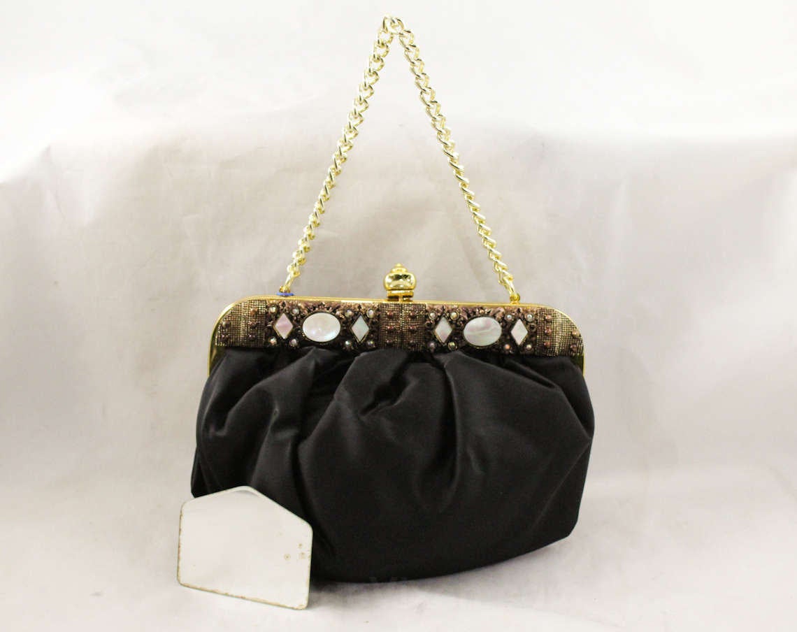Buy Vintage Black Crepe Silk Clutch Evening Bag Online in India - Etsy