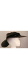 1930s Hat - Paris Designer Violette Marsan - 30s Charcoal Gray Straw Hat with Midnight Velvet Ribbon - French France - Size 22 - 32284