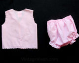 Pink Baby Outfit - Retro Top & Panty with Embroidered Ducks and Basket - Size 3 to 6 Months - Infants Summer Cotton - Bloomers - 29842-1