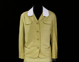 Size 10 Taupe Suit - 1950s Golden Yellow Faux Silk Tailored Jacket and Skirt by Peck & Peck - Late 50s Early 60s with Pockets - Waist 30