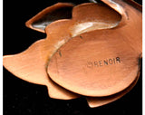 Vintage Renoir 1940s Copper Leaf Pin & Earrings - Fall - Autumn - Brown Botanical Leaves - 1940s Metal Brooch - Designer - Swing Era - 40162