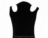 Size 4 Minimalist Dress - Sleeveless Black Cotton Knit by Japanese Designer Junko Koshino - 1920s Sport & Swim Inspired Cutouts - Bust 33