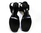 Size 6 1940s Shoes - Glam Black Suede Platforms with Beautiful Asymmetric Ribbon Work - 6AAA Narrow 40s High Heels - WWII Era NOS Deadstock