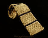 Men's Square End Tie - 1960s Khaki Tan Mohair Wool Knit Square-End Tie by Rooster - 60s Striped Navy Blue Mens Necktie - 60's Heathernit
