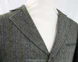 Men's 1960s Suit Jacket - Small to Medium - Gray Herringbone Wool Tweed Blazer - Mens 60s Sport Coat - Mustard Blue Offwhite - Chest 41