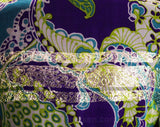 Size 6 Purple Teal Green Cocktail Dress - 60s Couture Quality Design - Exquisite Sheer Silk Chiffon & Metallic Striped Brocade - Bust 34