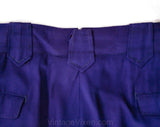 Men's Medium Rockabilly Pants - 1940s Indigo Blue Purple Gabardine Western Trouser - 40s Country Band Musician Stage Wear - Waist 33 x 28.75