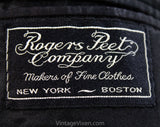 Men's 1940s 50s Tuxedo - Large Size Black Wool Mens Formal Wear Tux Jacket and Trousers - Rogers Peet Evening Suit - Pants 40 x up to 32"