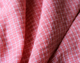 Authentic Victorian Fabric - Nearly 12 Yards - Homespun Pink Striped Cotton Yardage - Reenactors Historical Costuming - Antique Costume