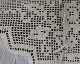 As Is 1920s Cotton Teddy - Size 6 Authentic 20s Flapper Era Lingerie - Tea Colored Camisole Panty Combination - Filet Crochet Lace - Bust 34