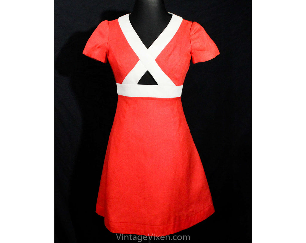 Size 6 Coral Linen Dress - Posh Designer 60s Short Sleeve Orange Summer Tailored Dress by Ferdinando Sarmi - 1960s NYC Deadstock - Bust 35