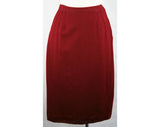 XS Girl Friday 1960s Burgundy Wool Straight Skirt - Size 2 to 3 - Wool 60s Office Clothes - Secretary Style - Fall - Waist 23.5 - 33427-1