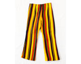 Child's Size 7 1960s Pants - Girls Mod Circus Stripes Wide Leg Trousers - Yellow Red Navy Blue 60s Children's Bell Bottoms - Waist 22