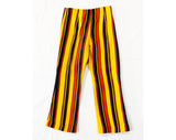 Child's Size 8 1960s Pants - Girls Mod Circus Stripes Wide Leg Trousers - Yellow Red Navy Blue 60s Children's Bell Bottoms - Waist 23