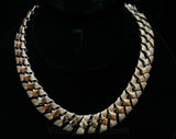 1950s Coro Necklace - Goldtone Metal - Ruddy Antiqued Patina - Diamond Shapes - 50s 60s Gold Hued Office Jewelry - Geometric Modern - 42484