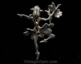 Fairy Ballerina Fantasy Brooch - 1950s Mythological Pin - Woodland Faerie - Painted Pink Blue Daisy Flowers - 50s Novelty Jewelry - 50563