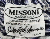 XXS Missoni Dress - Navy & White Sleeveless Knit Shirt with Maxi Skirt - Size 000 Boho Summer Designer Dress Set - Made in Italy - Bust 30