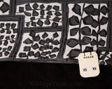 50s Mid Century Rayon Fabric - 1 Yard x 45 Inches - 1950s 60s Gray White & Black Leafy MCM Print - Sheer Stylized Leaves Yardage - Kress