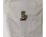 Men's Small Hawaiian Khaki Shirt - Fierce Asian Foo Dog Screen Print - 1960s Summer Resort Shirt - 60s Malihini Hawaii Label - Chest 38