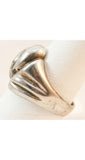 Sterling Silverplate Flourish Ring - Size 9 - Fluid Elegant Disco Era 1970s Jewelry - Cocktail Style Silver 70s Ring - 38340-1