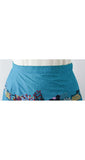 Size 8 Turquoise Summer Skirt - 70s Wrap Maxi Skirt - Teal Meadow Flowers Cotton Perspective Print - Resort Chic - Waist 28 to 29 - 40354-1