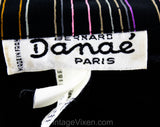 Size 10 Silk Blouse by Bernard Danae Paris - 1980s Flapper Style Black Short Sleeve Top - Tropical Deco Print - 70s 80s Designer - Bust 37